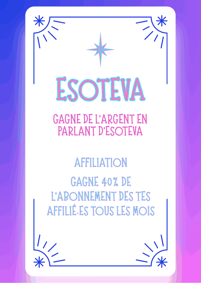 Affiliation : gagne 40% de l'abonnement de tes affilié·es tous les mois.
