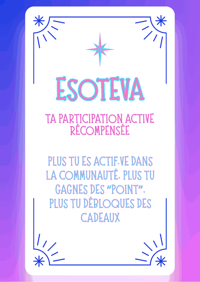 Système de gamification : plus tu es actif·ve dans la communauté, plus tu gagnes des points et débloques des cadeaux.